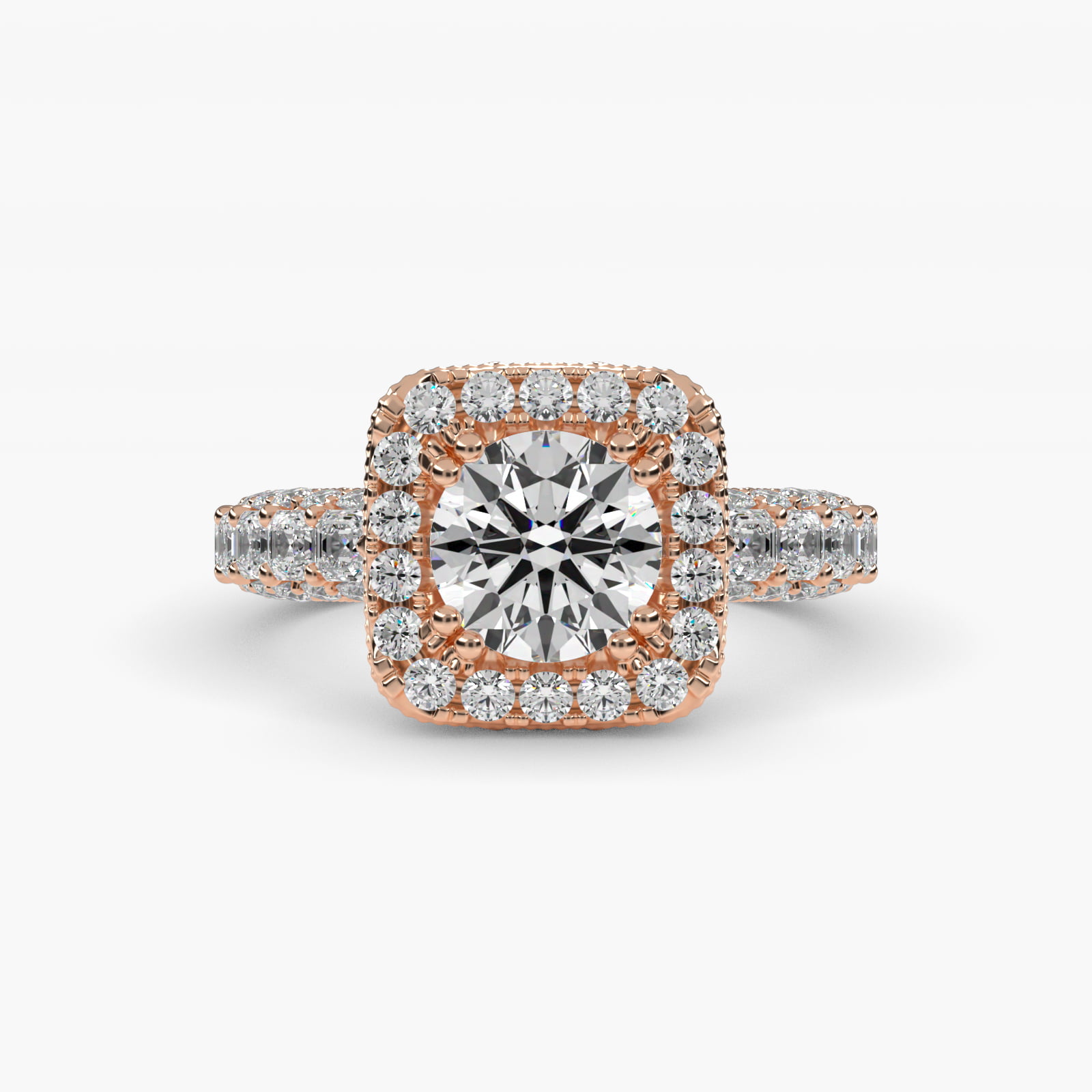 Halo 2 CT Ring in 14K Rose Gold