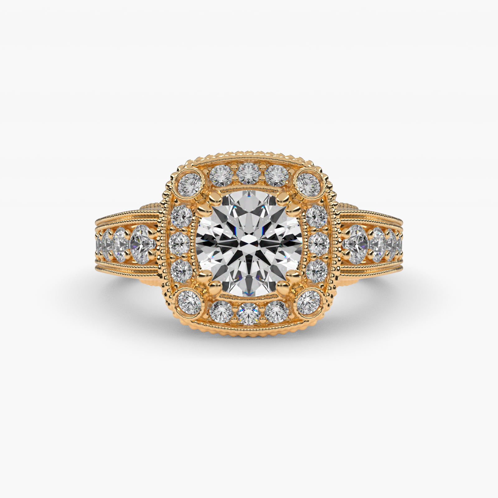 Halo 1.25 CT Ring in 14K Yellow Gold