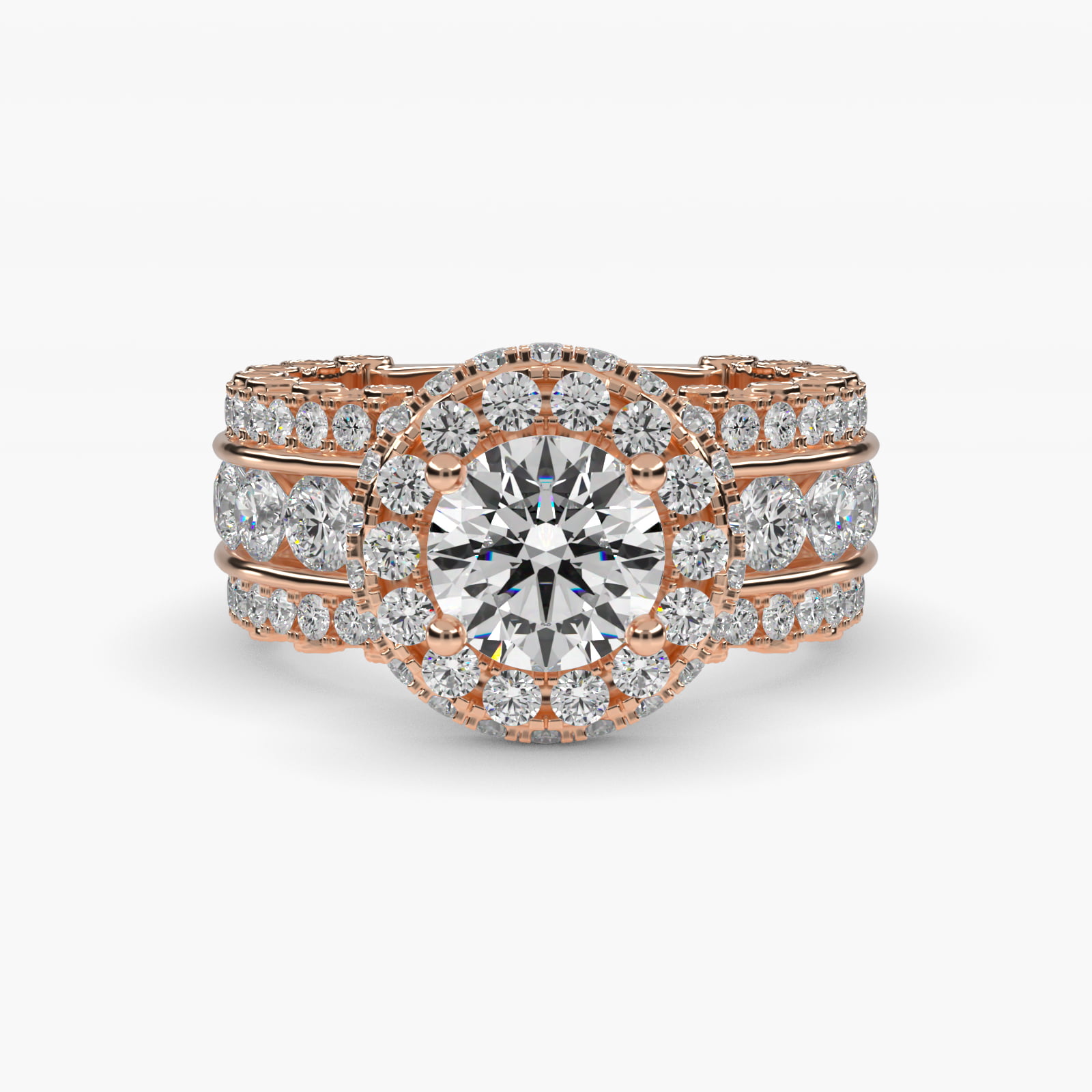 Halo 2.95 CT Ring in 14K Rose Gold