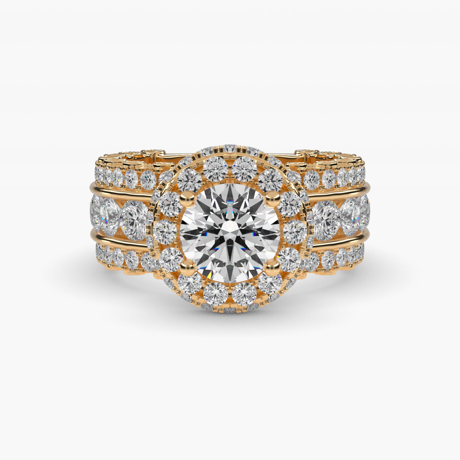 Halo 2.95 CT Ring in 14K Yellow Gold