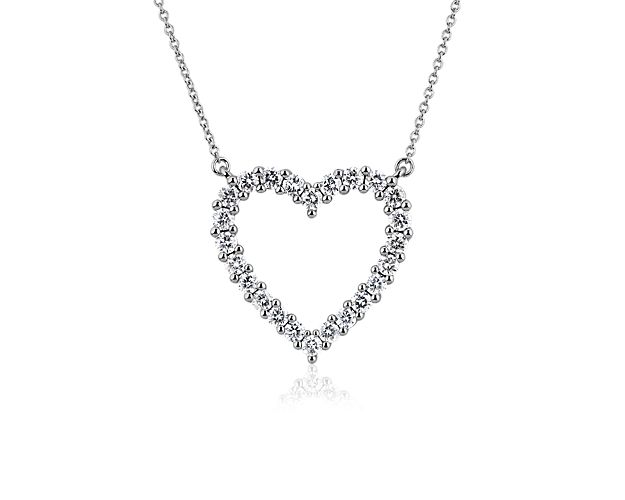 Externalize your love with this heart shaped pendant encircled with one carat of diamonds. Pristine 14k white gold ensures your adoration endures, year after year.