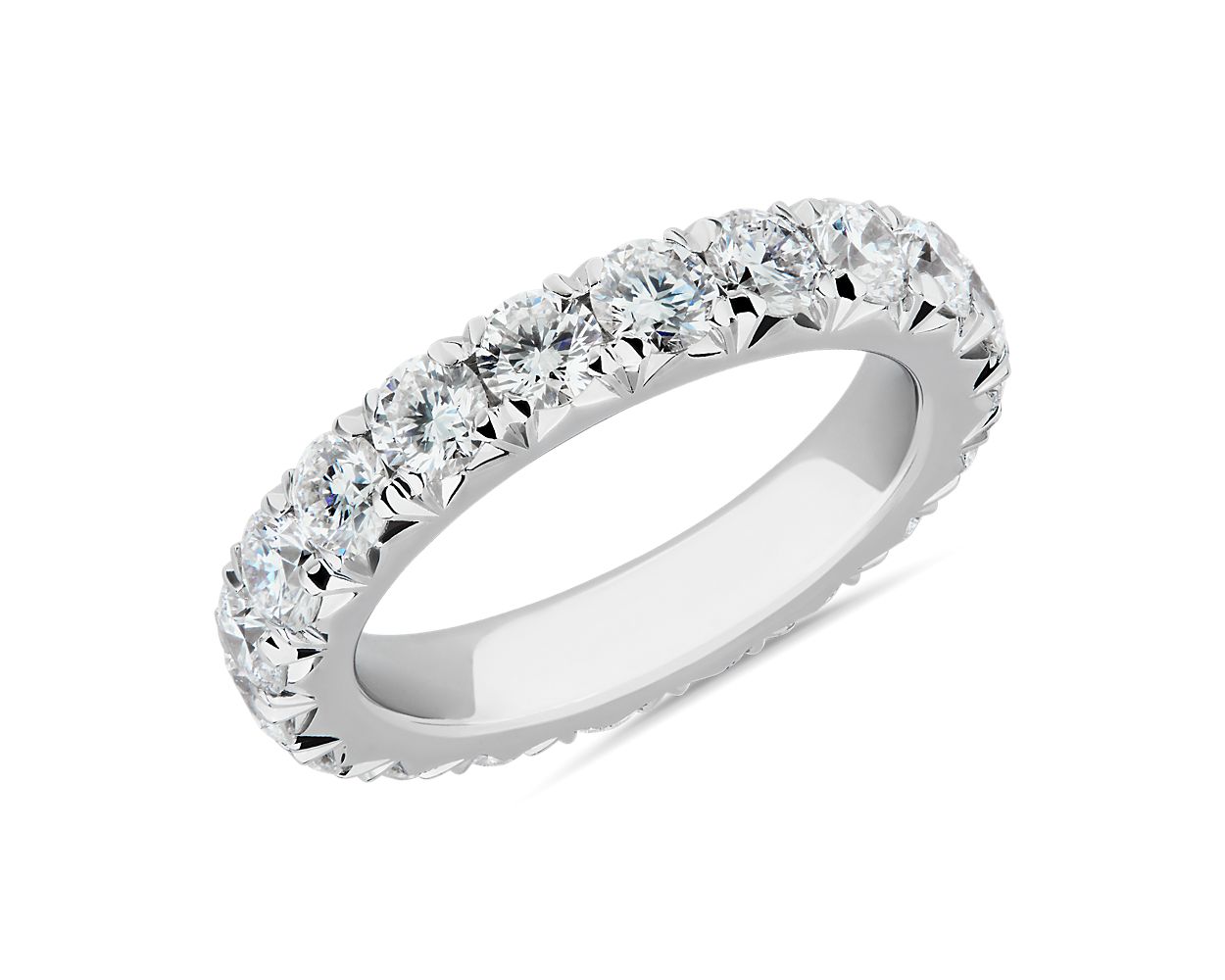 French Pavé Diamond Eternity Ring in 14k White Gold (3 ct. tw.)