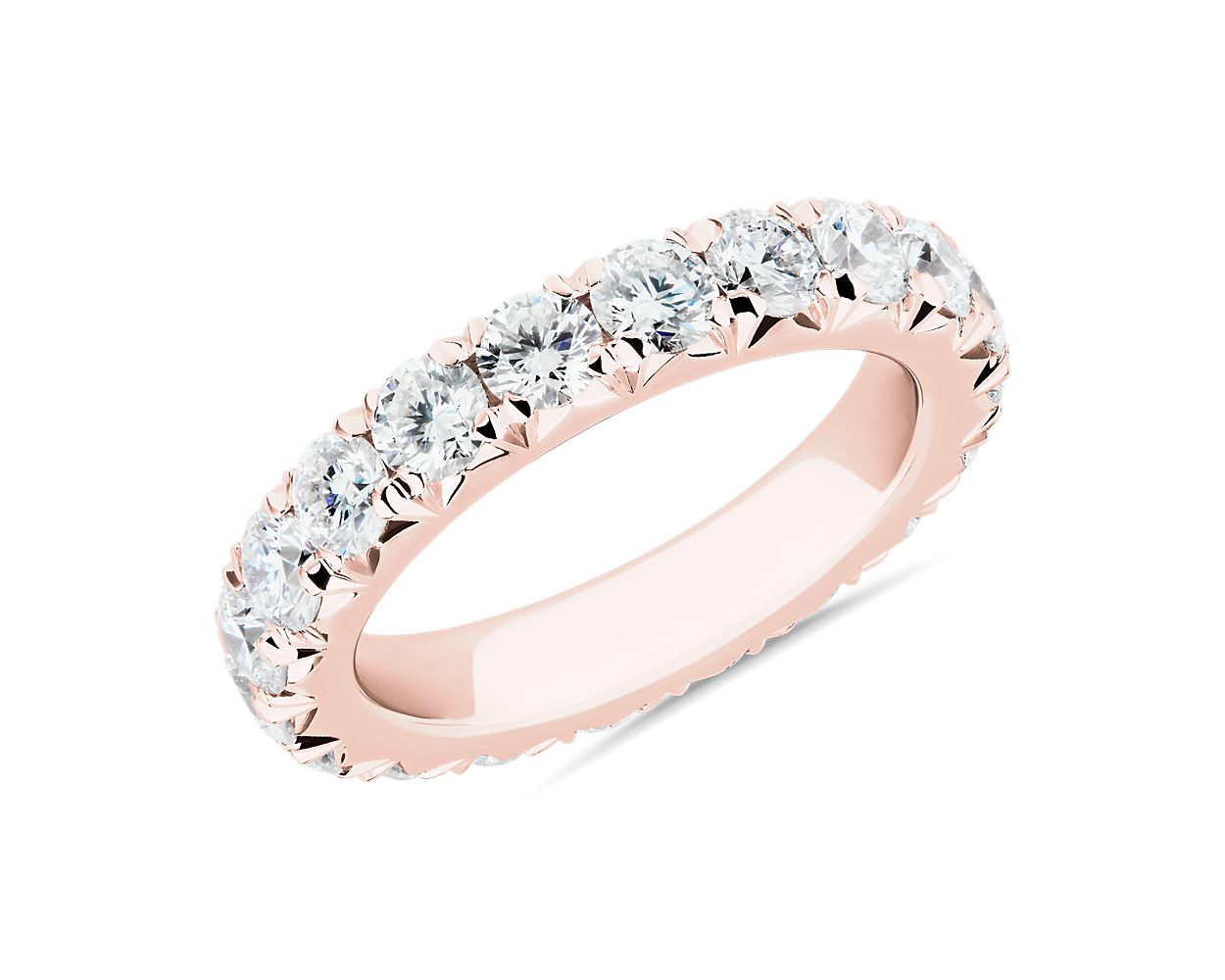 French Pavé Diamond Eternity Ring in 14k Rose Gold (3 ct. tw.)