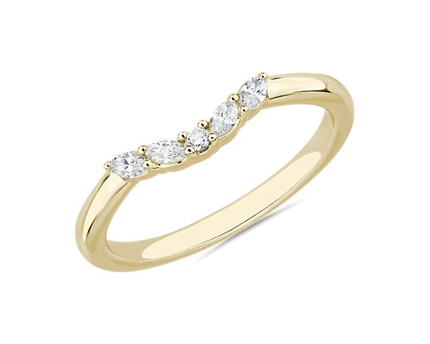 Curved Floral Marquise Diamond Ring in 14k Yellow Gold (1/8 ct. tw.)