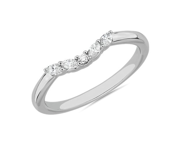 Curved Floral Marquise Diamond Ring in Platinum (1/8 ct. tw.)