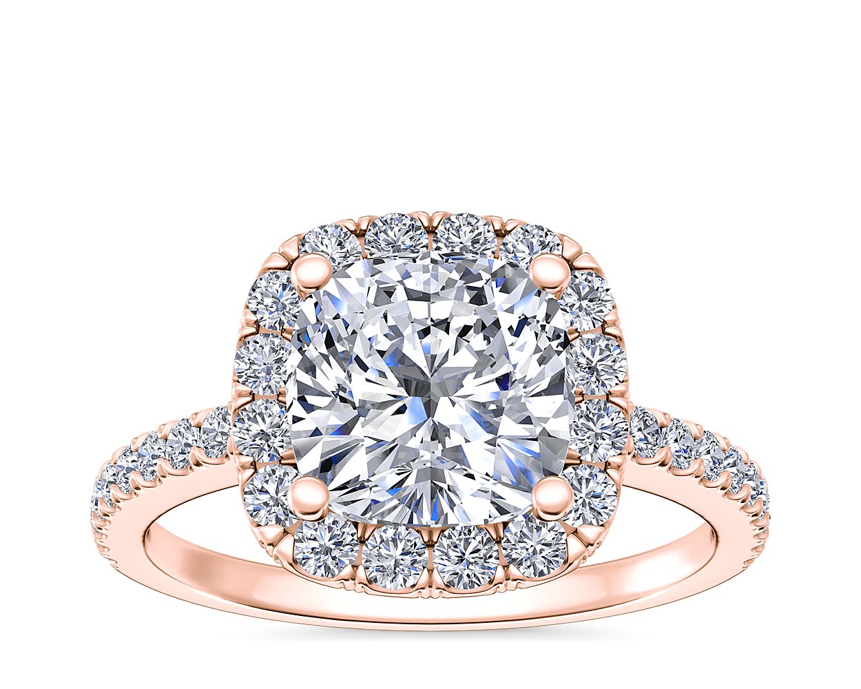1 2/5 ct.t.w Center 6MM Cushion Cut Lab Created Moissanite Diamond Floral  Halo Engagement Ring In 14K Solid Rose Gold (G-H Color, VVS1 Clarity, 1.40  Cttw)-10 - Walmart.com