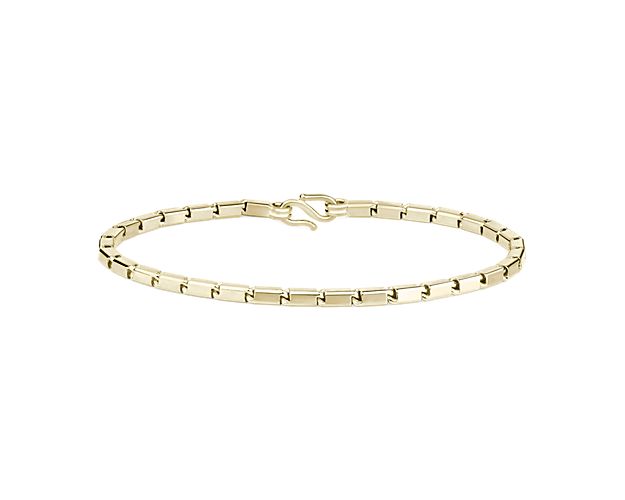 Handmade Square Chain Bracelet in Solid 24k Yellow Gold