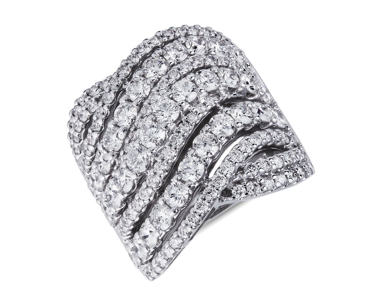 Diamond Multi-Row Crossover Ring in 14k White Gold (4 ct. tw.)