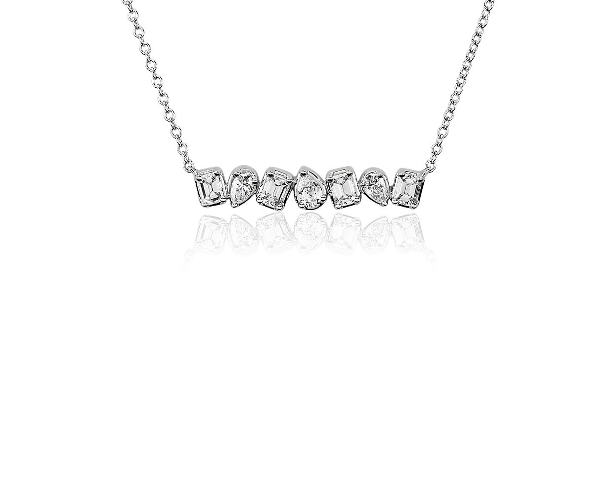 Fancy Shape Diamond Bar Necklace in 14k White Gold (5/8 ct. tw.)