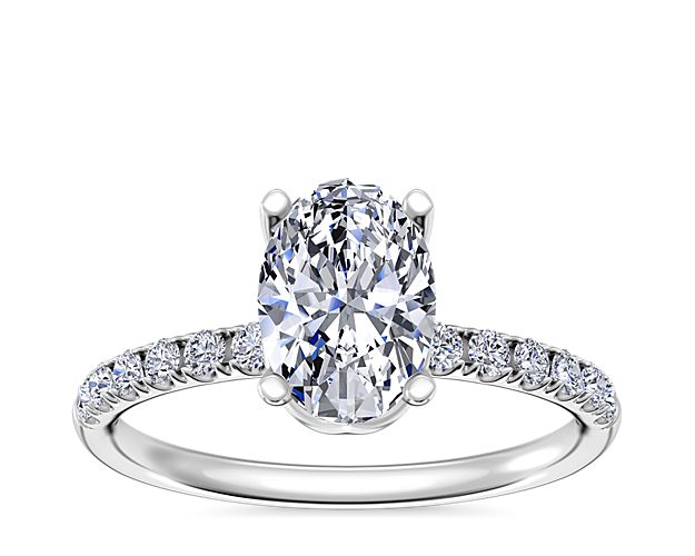 Mini Micropavé Diamond Engagement Ring in 14k White Gold