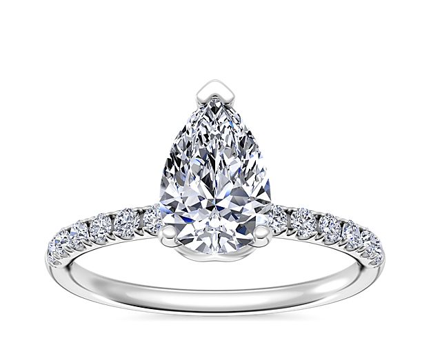 Mini Micropavé Diamond Engagement Ring in 14k White Gold