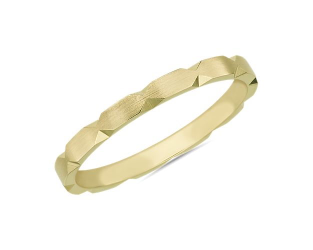 Contemporary Hexagon Cut Stackable Ring in 18k Yellow Gold (2mm)