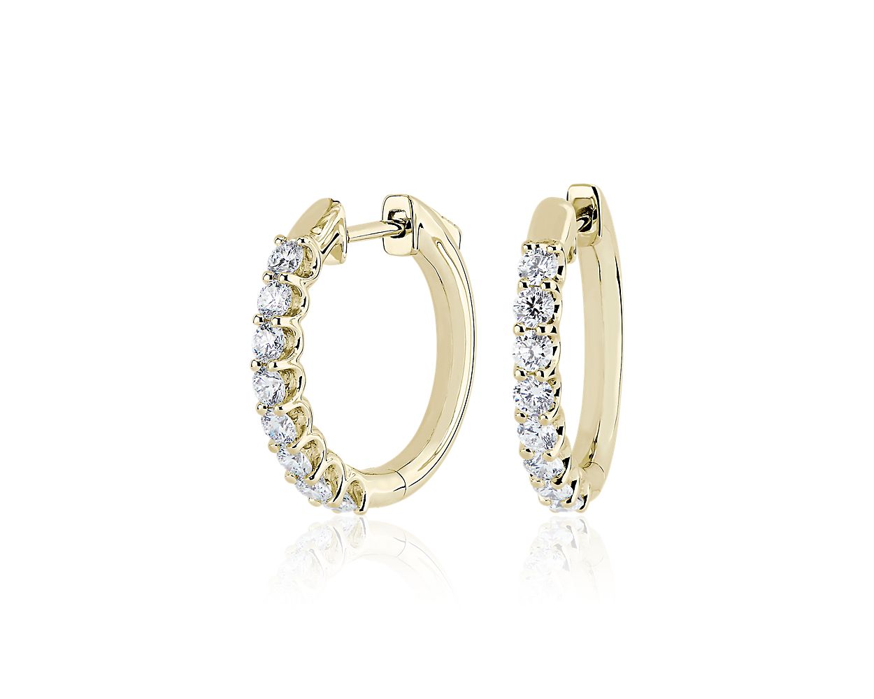 Luna Diamond Front Facing Hoop Earrings in 18k Yellow Gold (1 ct. tw.) G/SI