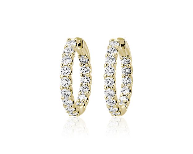 Luna Diamond Eternity Hoop Earrings in 18k Yellow Gold (2 7/8 ct. tw.) G/SI