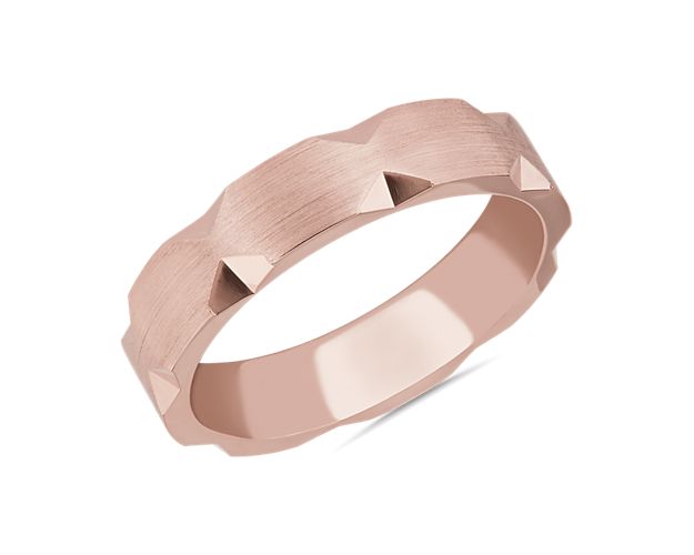 Contemporary Hexagon Cut Stackable Ring in 18k Rose Gold (5mm)