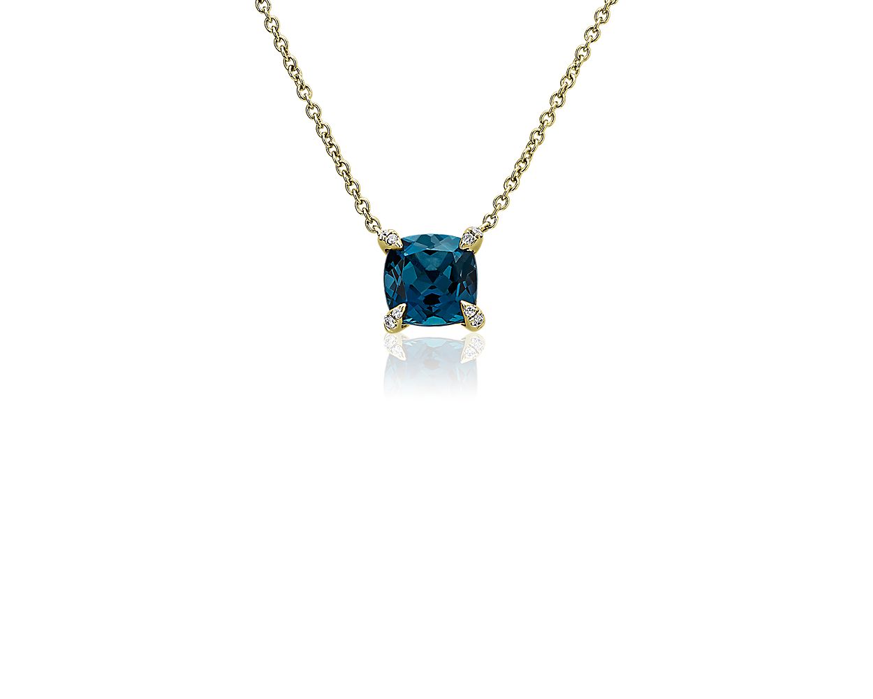 Youth 3mm Round Swiss Blue Topaz Necklace in 14k Yellow Gold, 14 Inch - The  Black Bow Jewelry Company