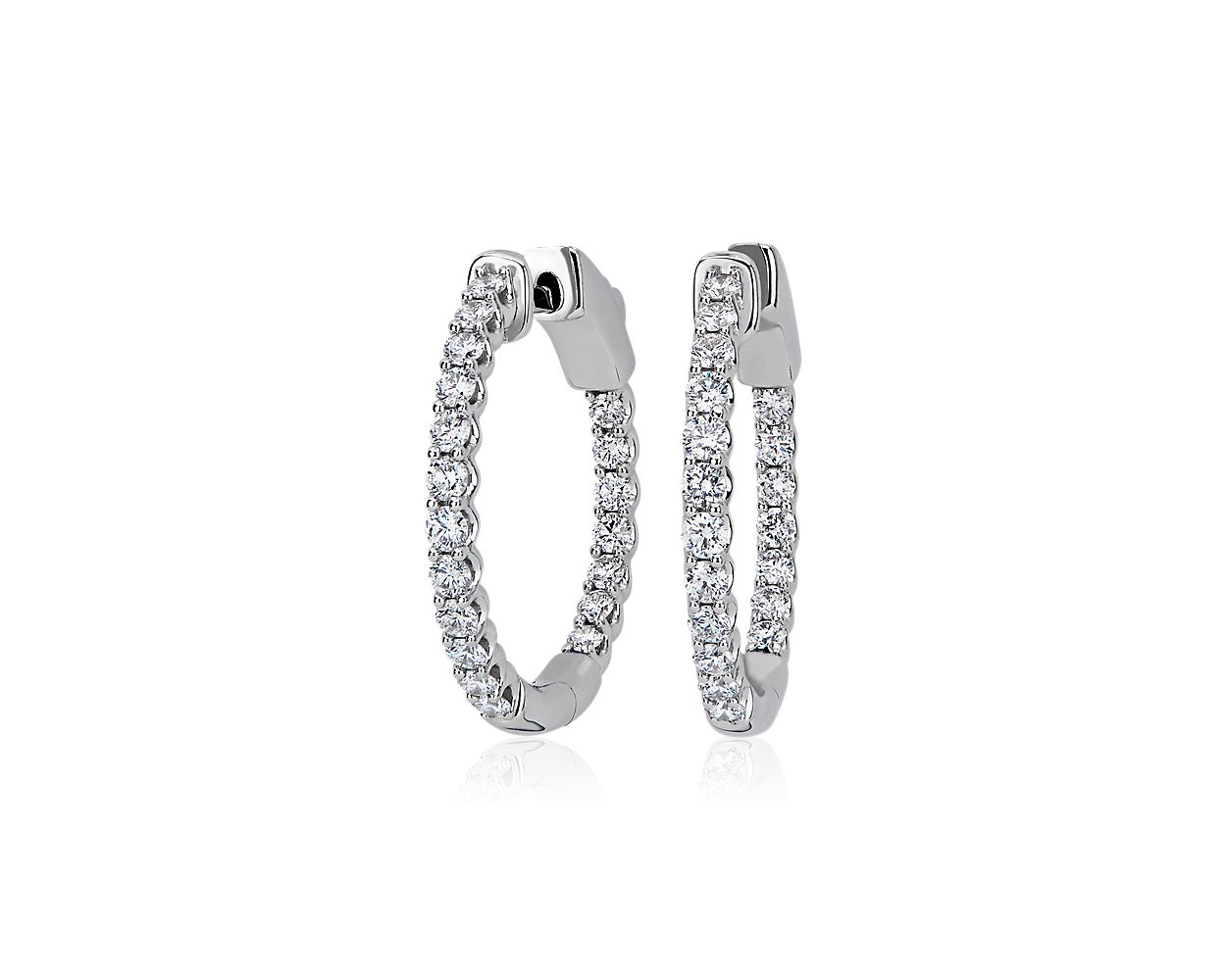 Selene Diamond Eternity Hoop Earrings in 14k White Gold (1 ct. tw.)