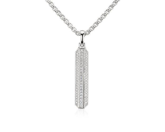 Men's Diamond Vertical Bar Pendant in 14k White Gold (1/3 ct. tw.)