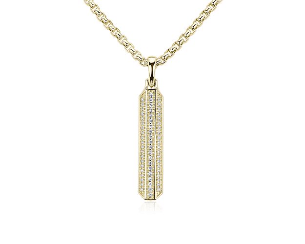 Men's Diamond Vertical Bar Pendant in 14k Yellow Gold (1/3 ct. tw.)