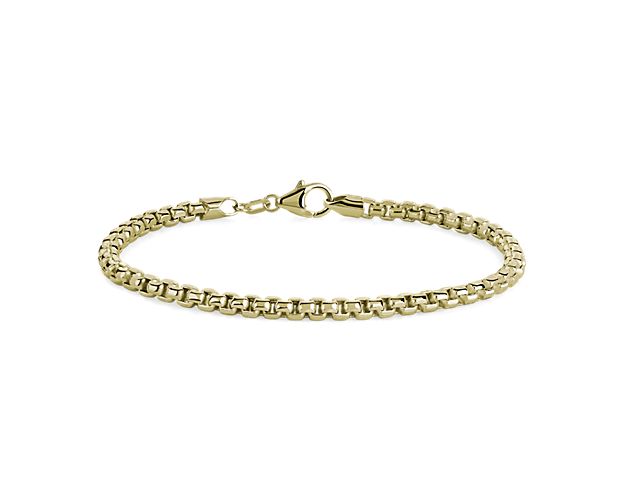 7" Semi-Solid Round Box Chain Bracelet in 14k Yellow Gold (3.6 mm)