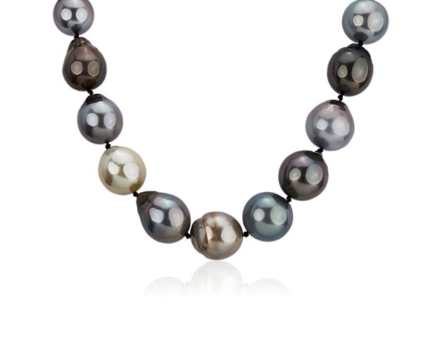 Extraordinary Collection: Tahitian Pearl Necklace in 18k White Gold (15-16.6mm)