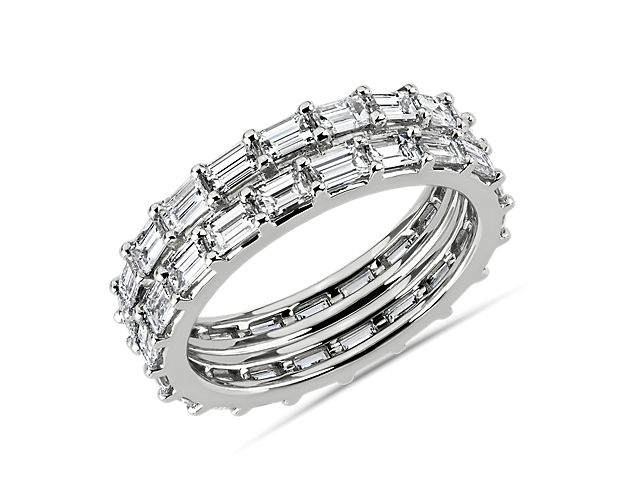 Bar Set Round And Baguette Diamond Eternity Ring