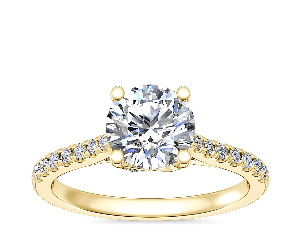 Petite Petal Diamond Engagement Ring in 14k Yellow Gold (1/10 ct. tw.)