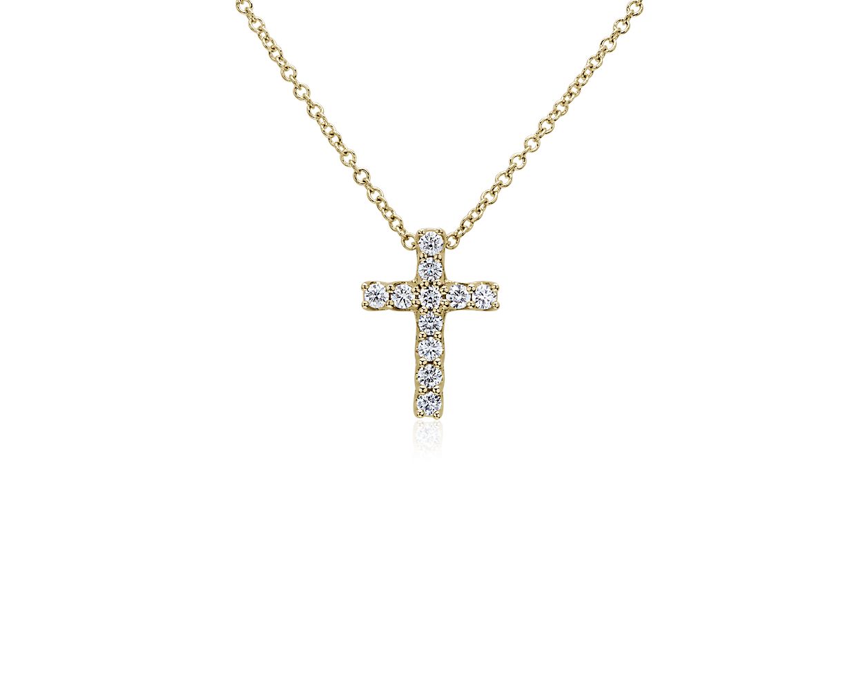 Tessere Diamond Cross Pendant In 14k Yellow Gold (1 4 Ct. Tw.)