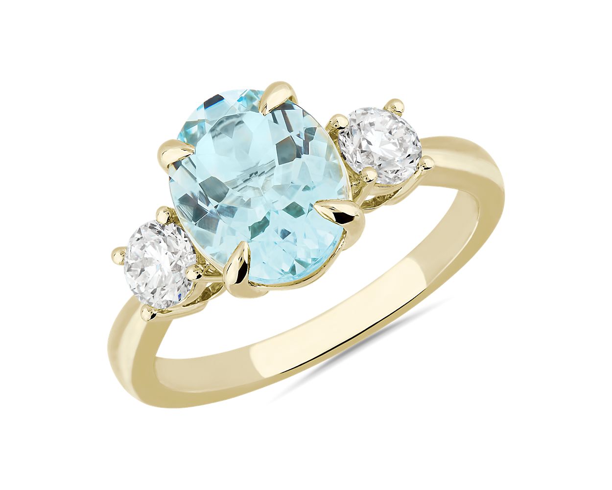 9ct Yellow Gold Aquamarine & Diamond Ring | H.Samuel