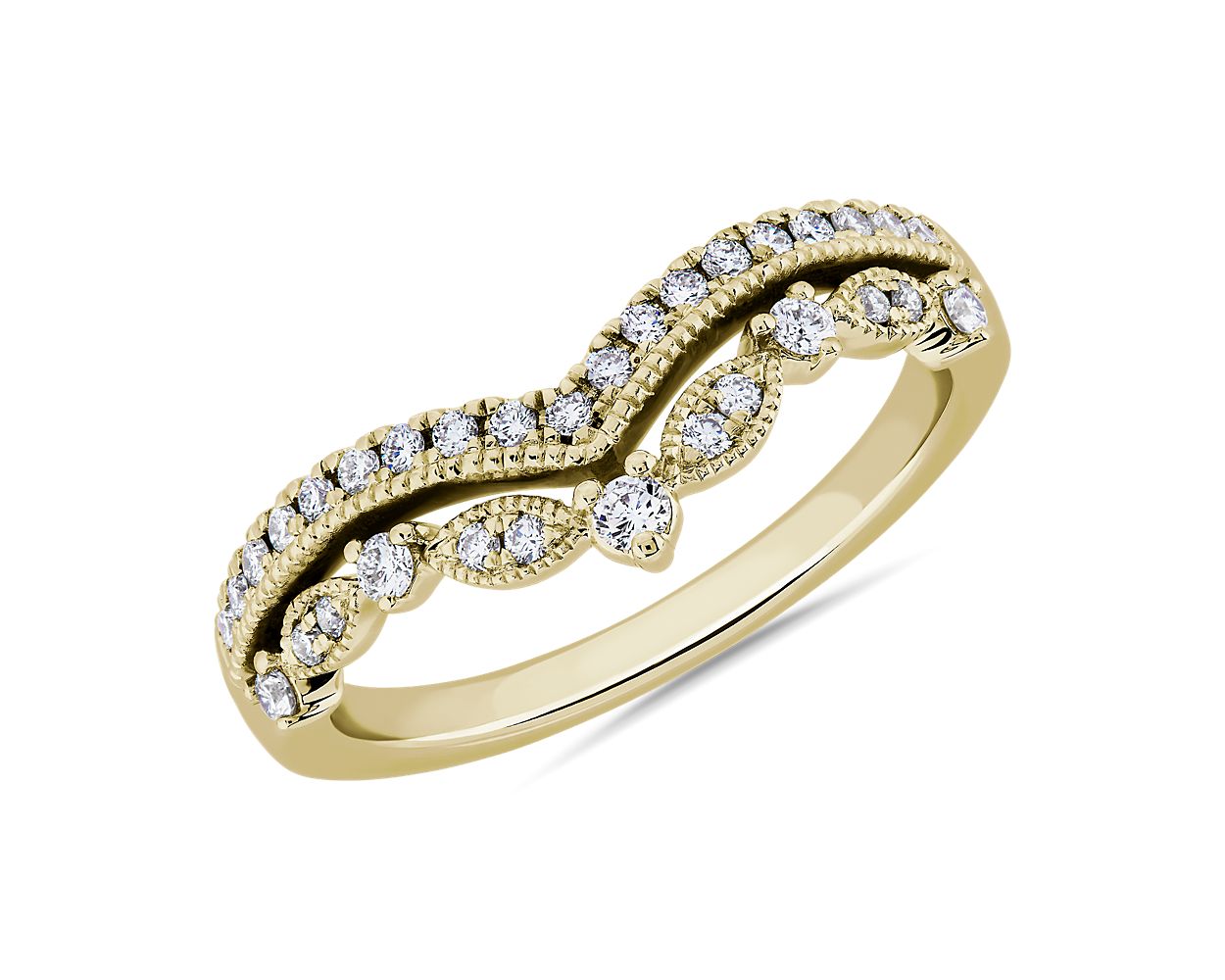 Regal Curved Diamond Ring in 18k Yellow Gold (1/4 ct. tw.)