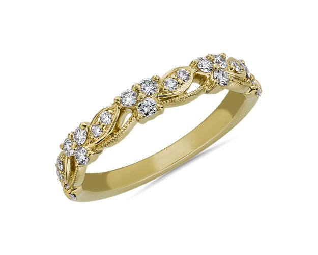 Romantic Vintage Lace Diamond Ring In 14k Yellow Gold