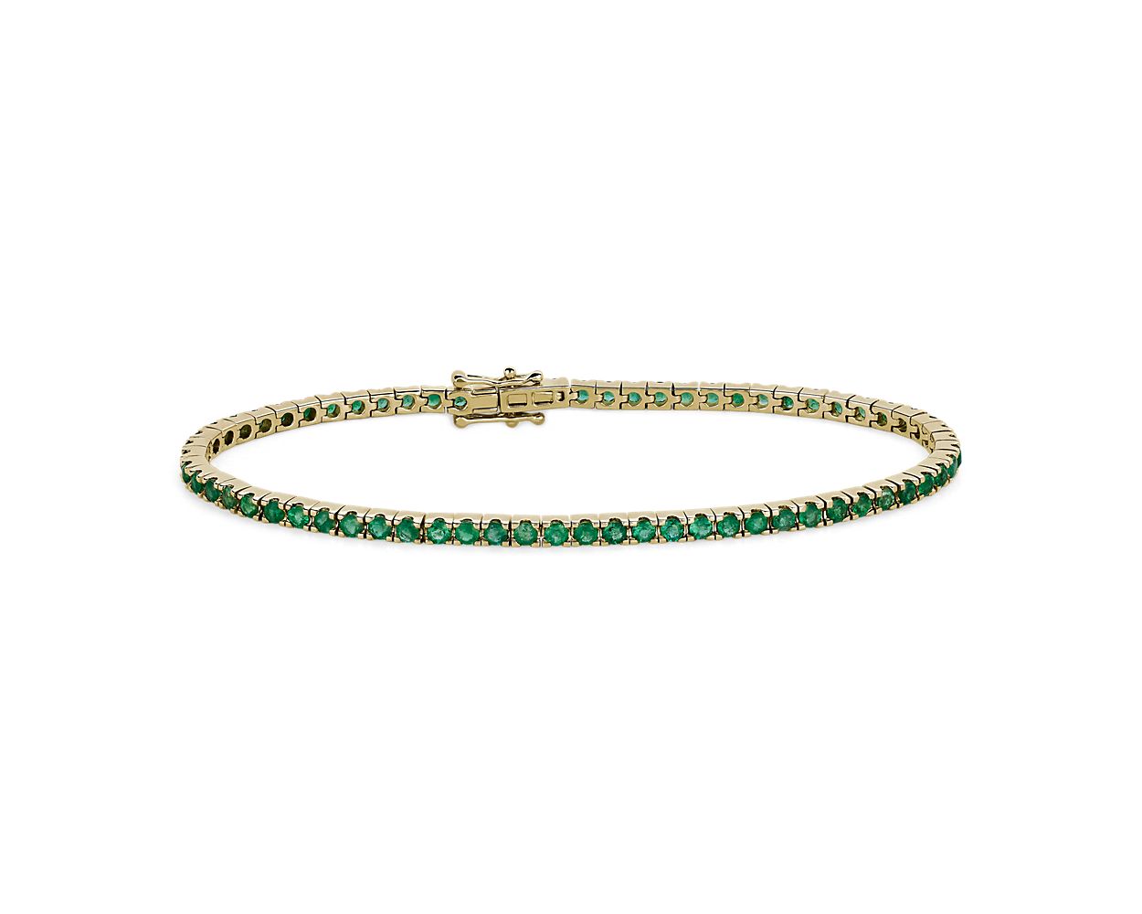 Emerald Tennis Bracelet in 14k Yellow Gold (2mm)