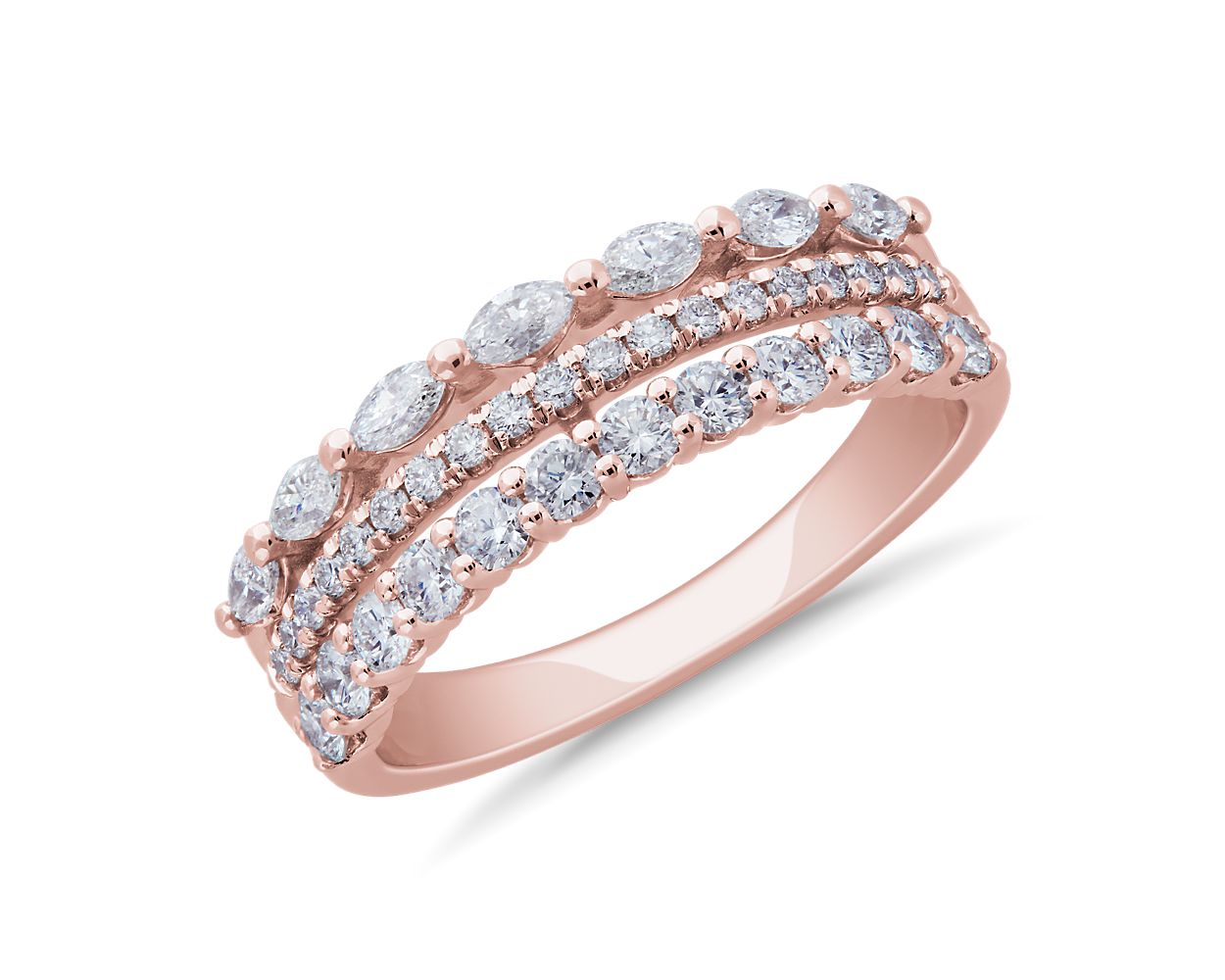 3 Row Stacking Ring in 18k Rose Gold (3/4 ct. tw.)