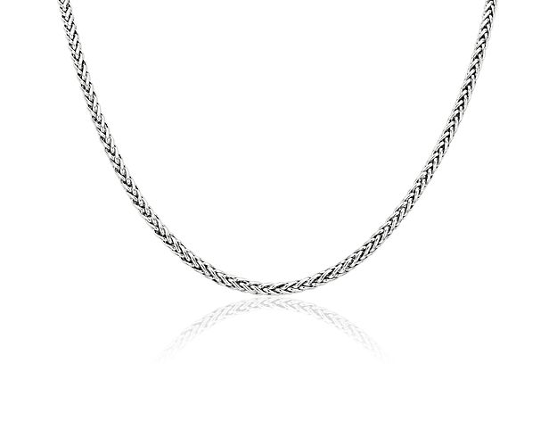 24" Wheat Chain Necklace in 14k Italian White Gold (3.1 mm)