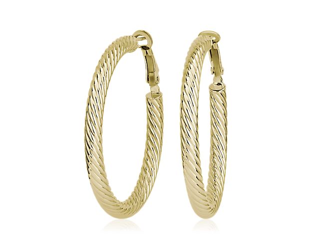 Large Twist Hoop Earrings in 14k Yellow Gold