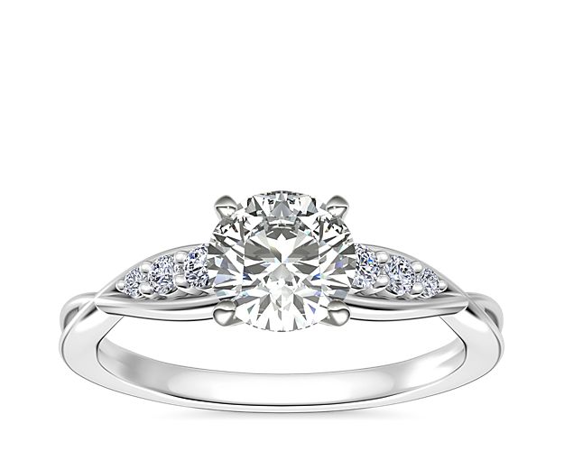 Delicate Twist Petite Diamond Engagement Ring in 14k White Gold (1/10 ct. tw.)