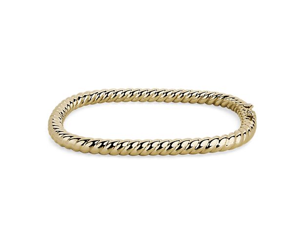Roped Square Bangle In 14k Yellow Gold