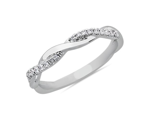 Petite Twist Diamond Engagement Ring in 14k White Gold (1/10 ct. tw.)