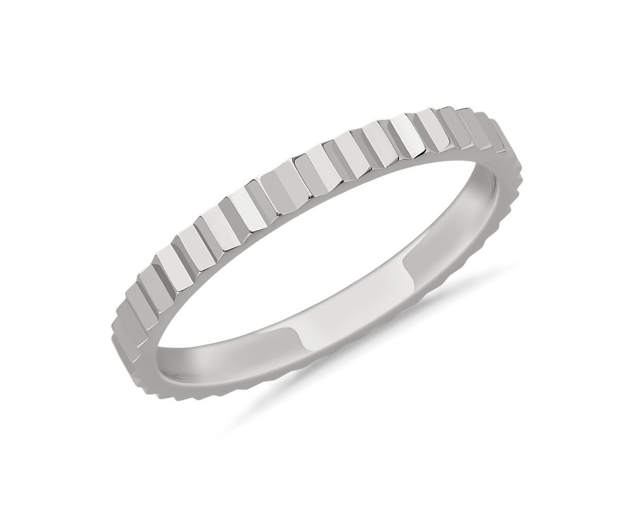 Stackable Vertical Mirrors Ring in 14k White Gold (2mm)