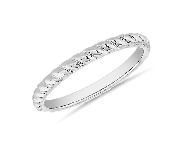 Spiral Stackable Wedding Ring In 14k White Gold