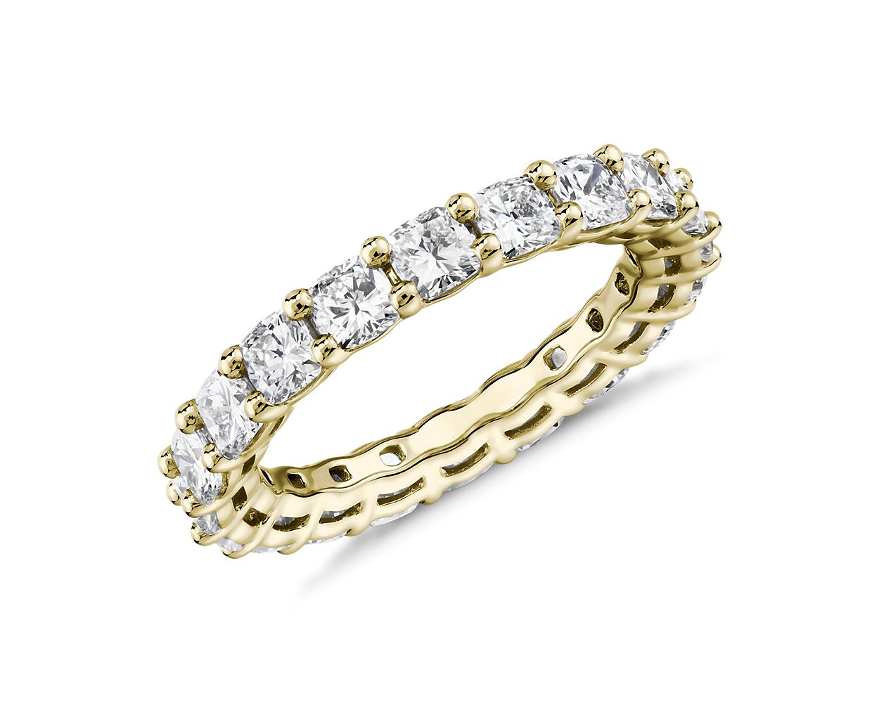 Cushion Cut Eternity Ring in 18k Yellow Gold (3 ct. tw.)