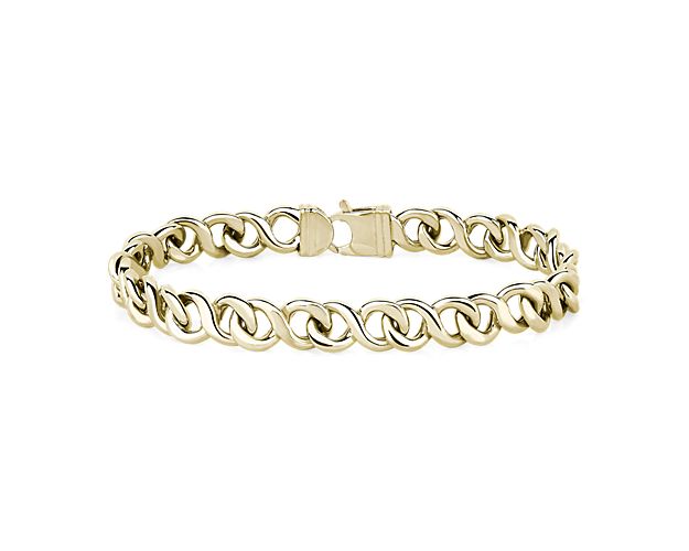 Opt for a look of timeless luxury as you wear this simple and sophisticated bracelet crafted from lustrous 14k yellow gold. The graceful curb links give it a graceful look and keep it feeling comfortably flexible as you move.