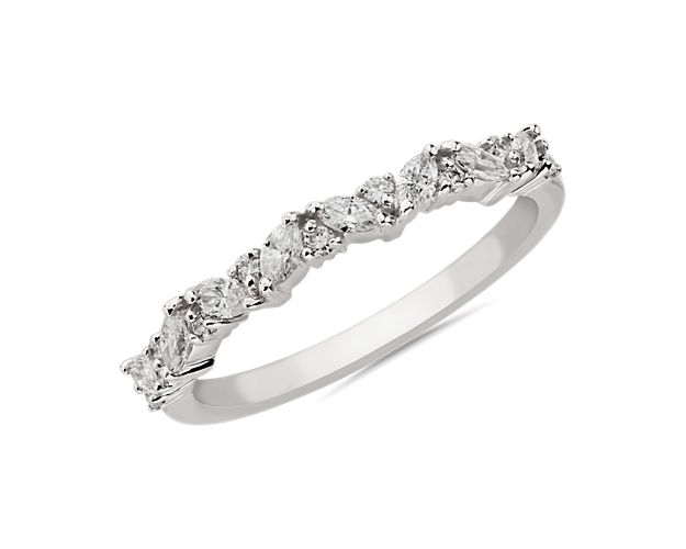 Diagonal Marquise Cluster Diamond Ring in 18k White Gold (1/3 ct. tw.)