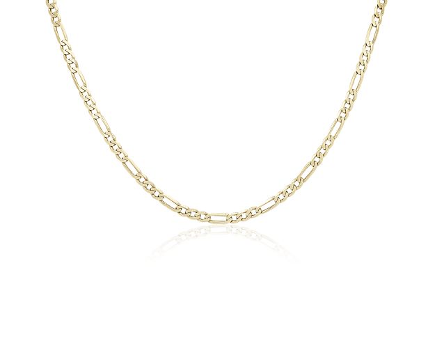 Round and oval links alternate along the length of this 22" polished 14k yellow gold flat chain