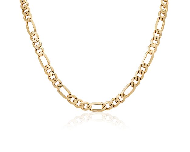 Round and oval links alternate along the 22" length of this polished 14k yellow gold flat chain.