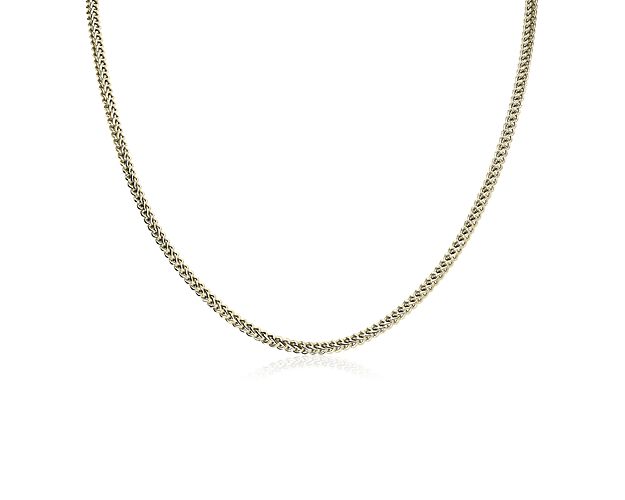 An everyday classic with timeless appeal, this 20" 3mm Franco Chain in 14k yellow gold is a great piece for layering or wearing solo.