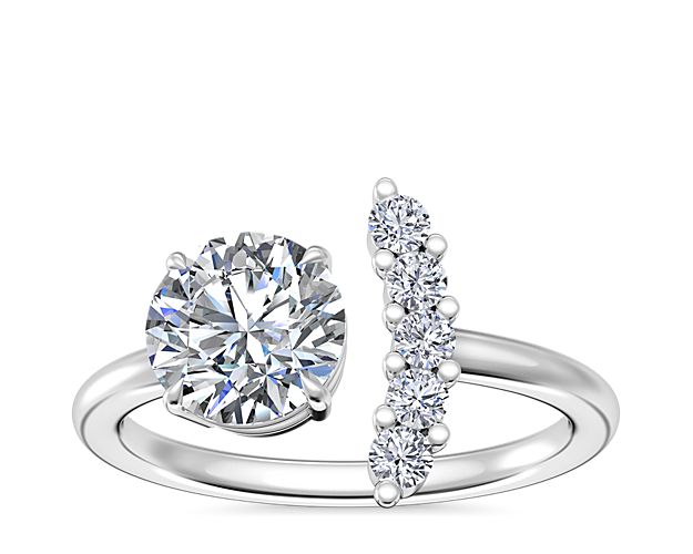 Platinum diamond leaf and vine wedding ringengagement ring forever One  moissanite
