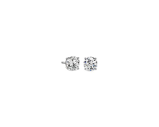 Beautifully matched, these stud earrings feature round lab-grown diamonds for a total of 3/4 carats, set in 14k white gold four-prong settings.