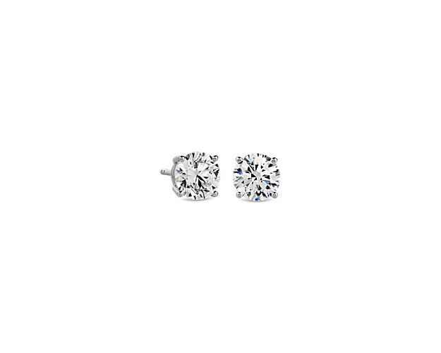 Beautifully matched, these stud earrings feature round lab-grown diamonds for a total of 1 1/4 carats, set in 14k white gold four-prong settings.