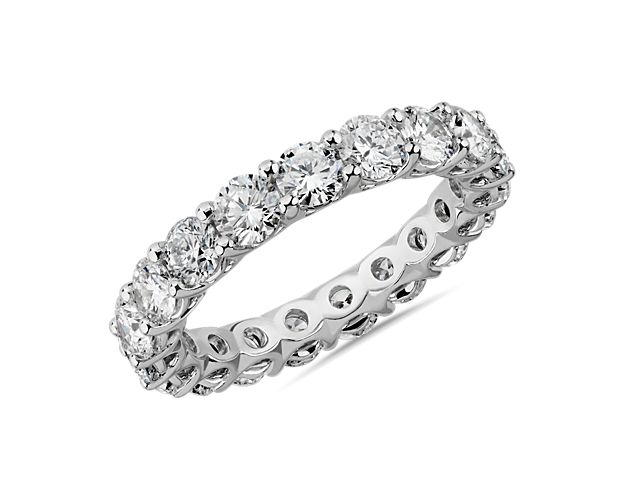 This stunning eternity ring features 3 ct. tw. in lab-grown diamonds lending it brilliant sparkle. It features a comfortable, classic low dome design made of luxurious 14k white gold that ensures a lasting luster.
